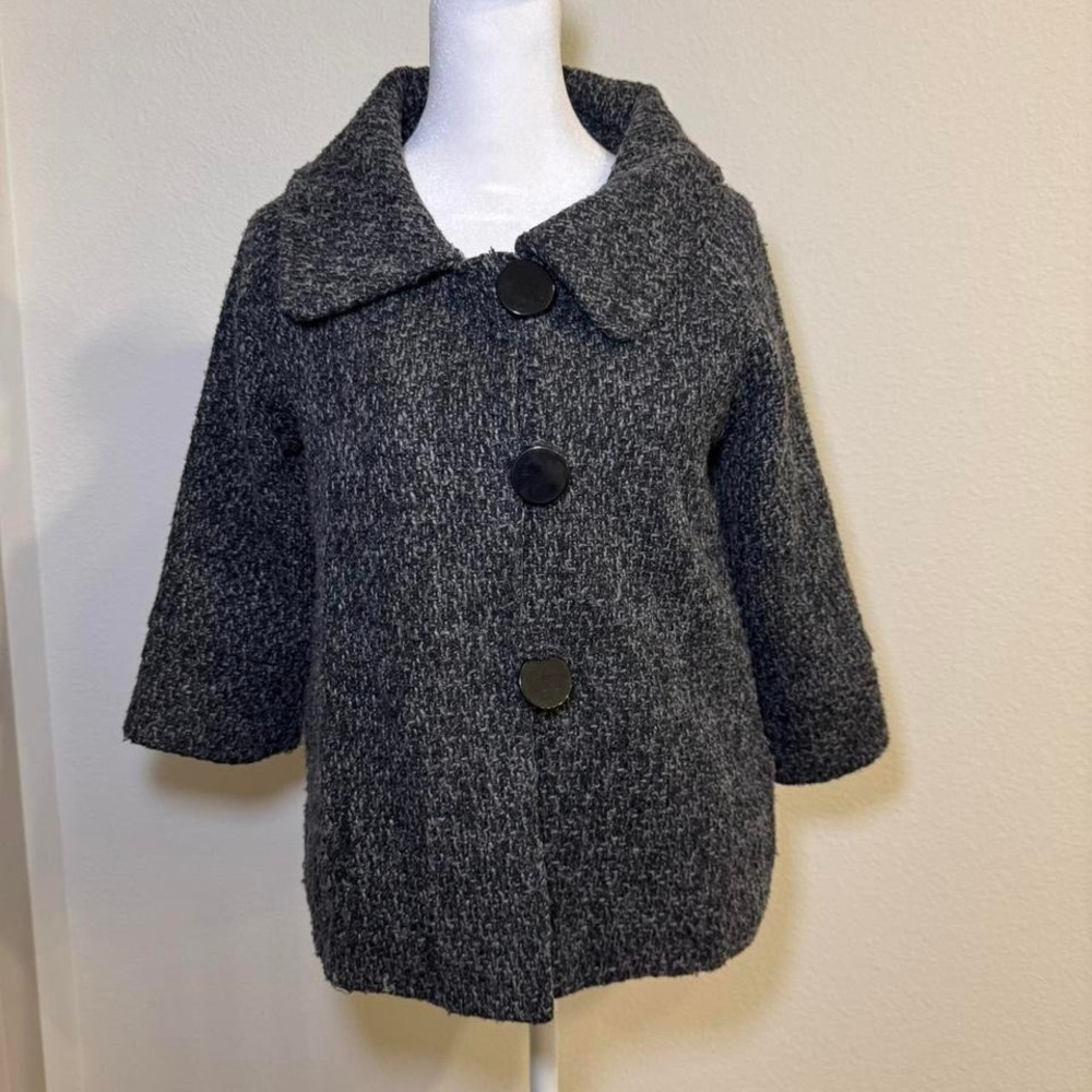 Paraella Grey Coquette Button Up Cropped‎ Jacket M Vintage Inspired Layering